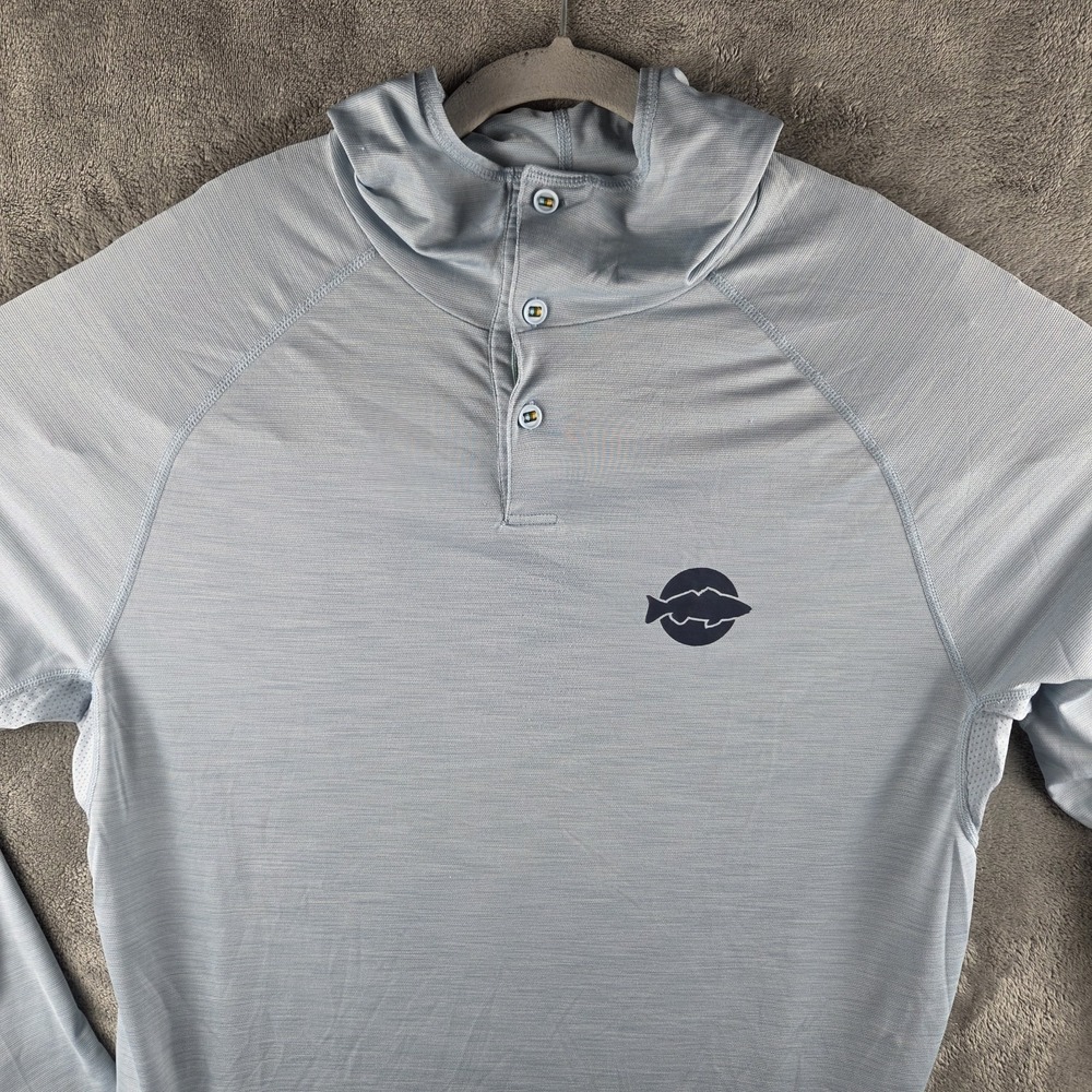 Marsh Wear Henley Hoodie Mens M Blue Lightweight Fishing Performance Pullover - Picture 6 of 11